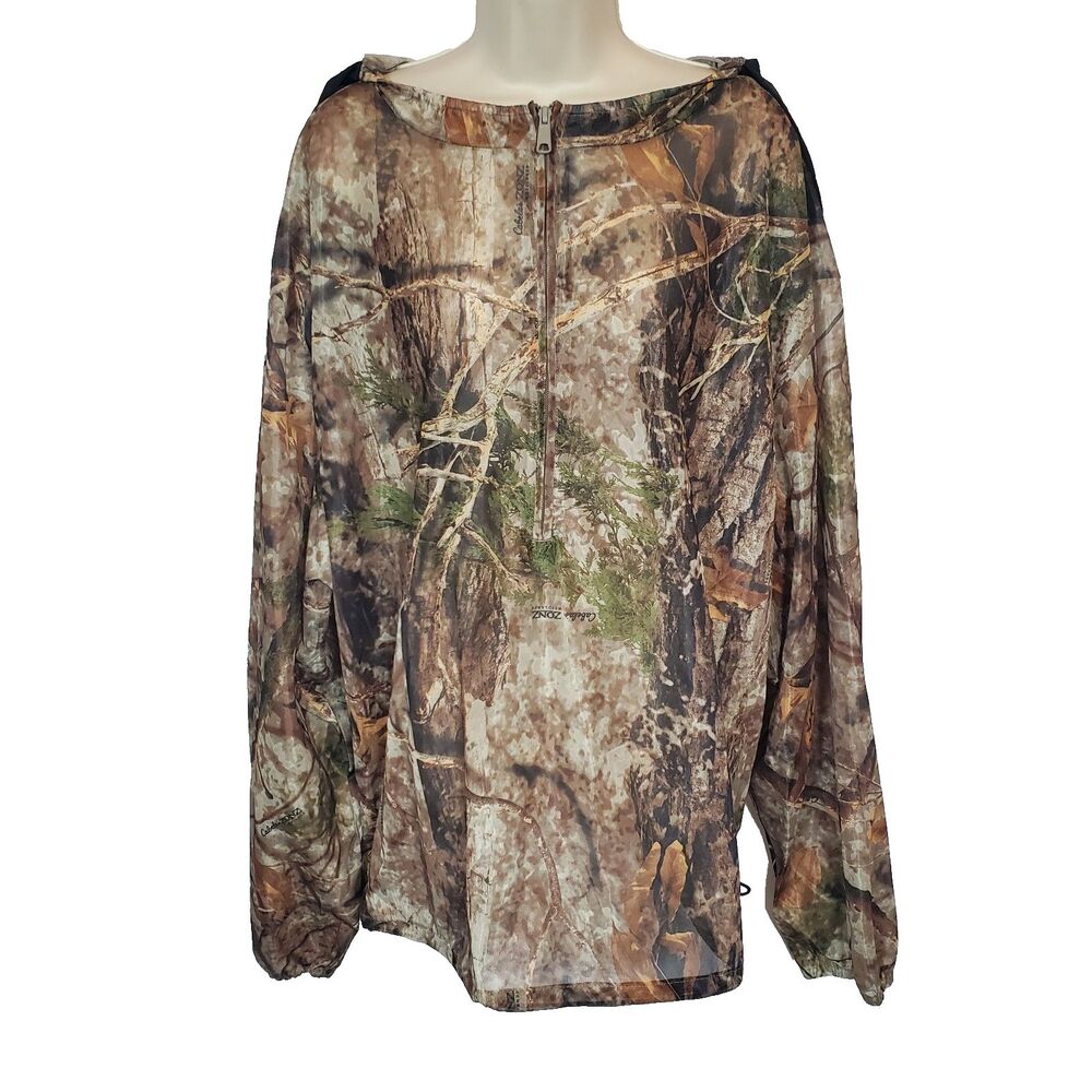 Cabela's Men's 2XL Hoodie Realtree Camo 1/4 Zip Mesh Long Sleeve